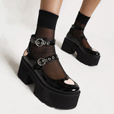 Cute Heart Platform Buckle Mary Janes Shoes